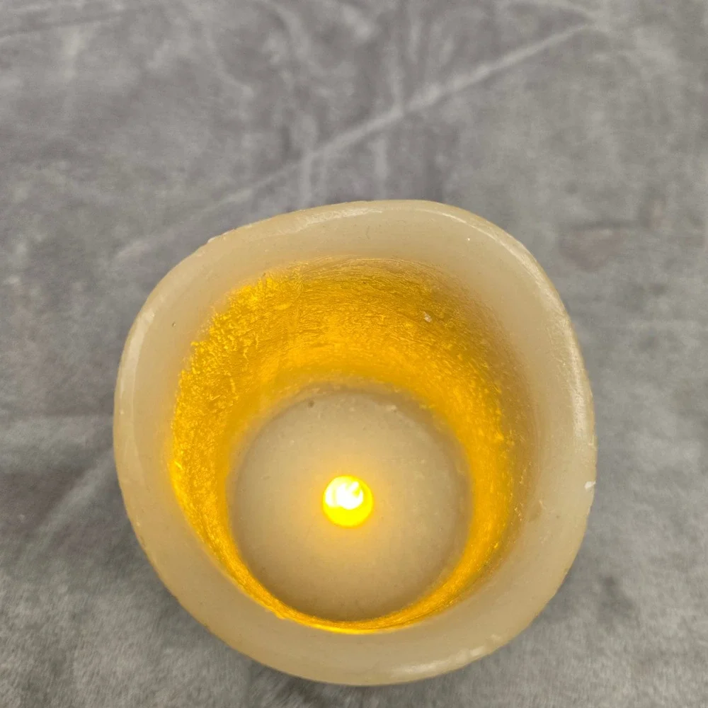 Gold Textured Flameless LED Pillar Candle 6 Inch Flickering Battery Operated